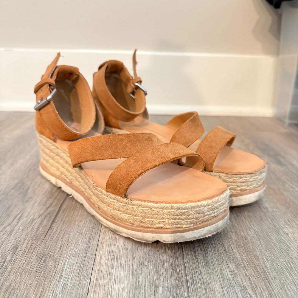 Women's Tan Espadrille Wedge Sandals